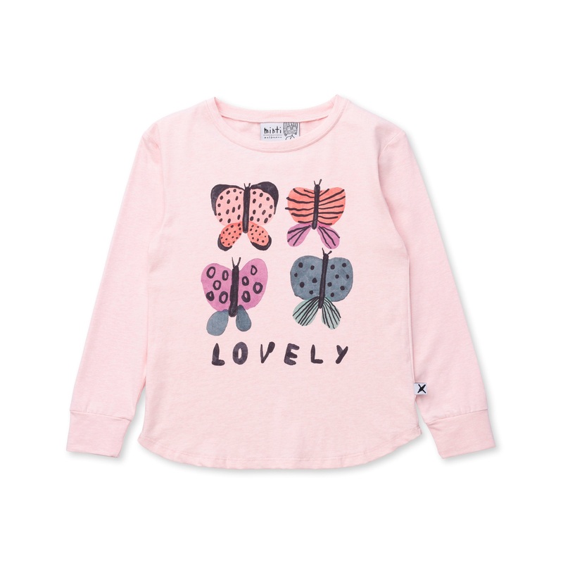 Lovely Butterflies Tee – Pink Marle