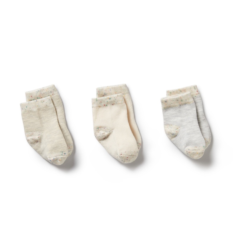 Organic 3 Pack Baby Socks – Cream / Oatmeal / Grey Cloud