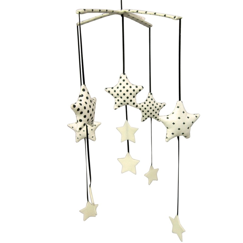 Falling Star Mobile – Black & Ivory