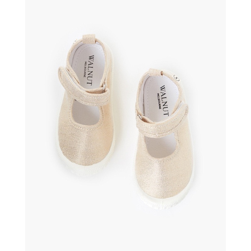 Mary Jane Canvas – Metallic Gold