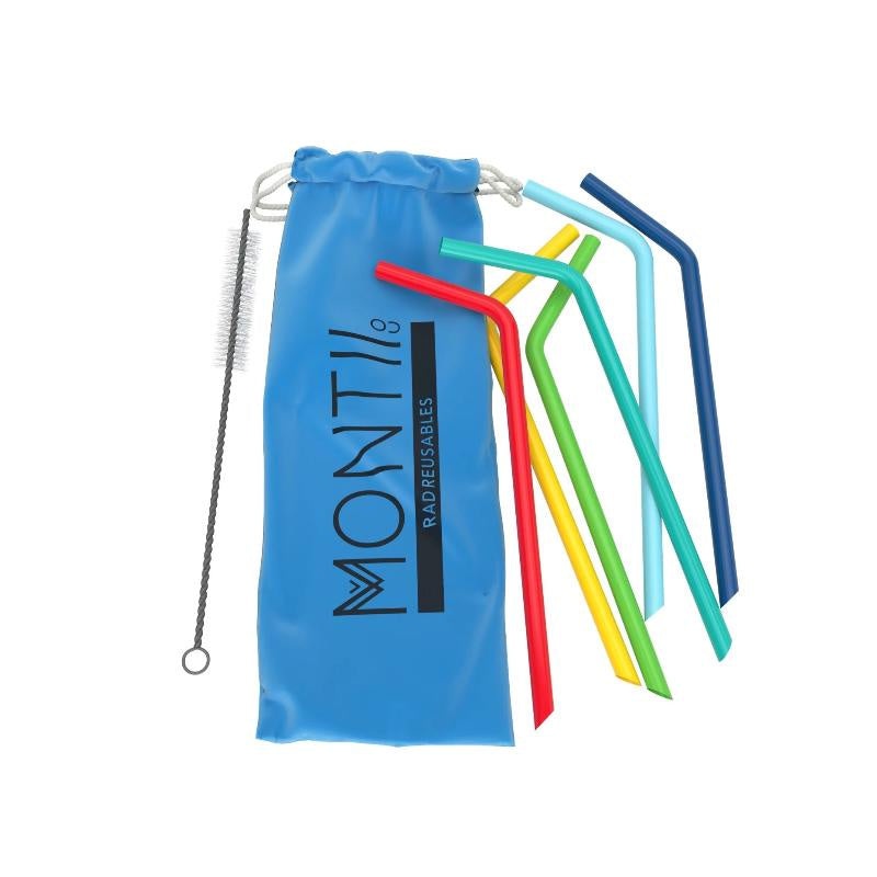 MontiiCo Silicone Straw Set Blue