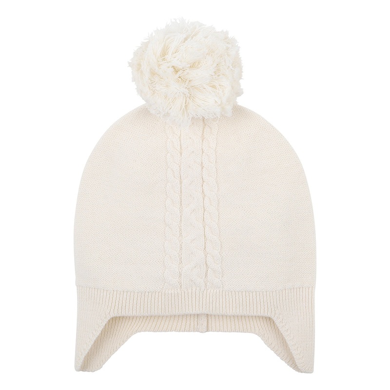FRANKIE CREAM KNITTED POMPOM BEANIE