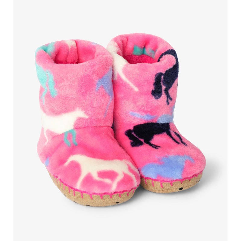 Horse Silhouettes Fleece Slippers