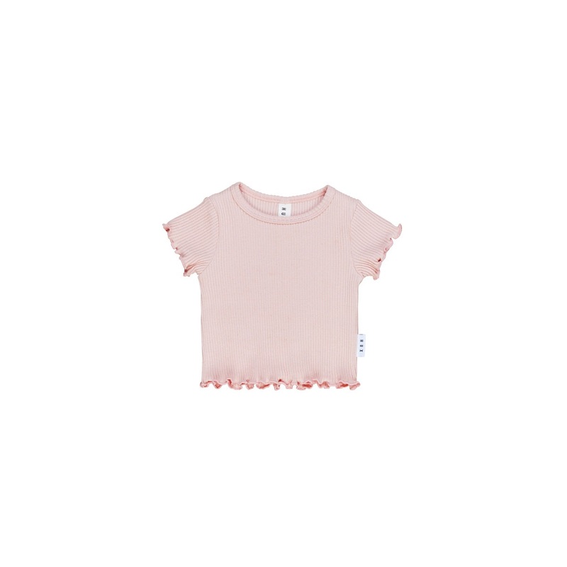 ROSIE RIB TEE WITH LETTUCE EDGE – ROSE