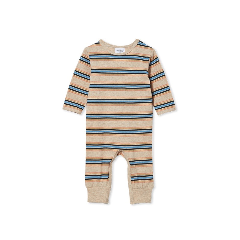 VINTAGE STRIPE ROMPER OATMEAL