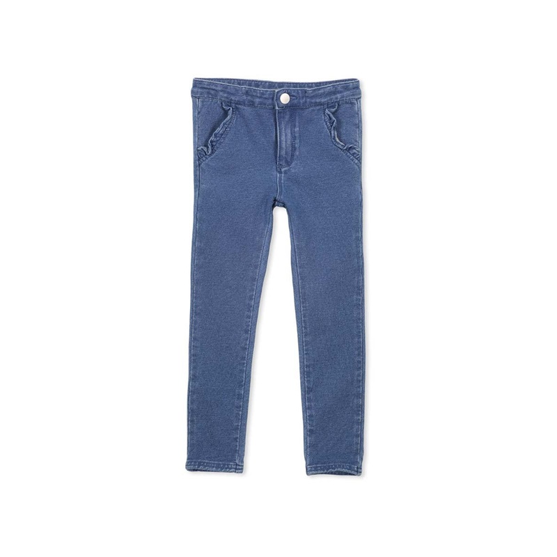 DENIM FRILL PANT KNIT DENIM