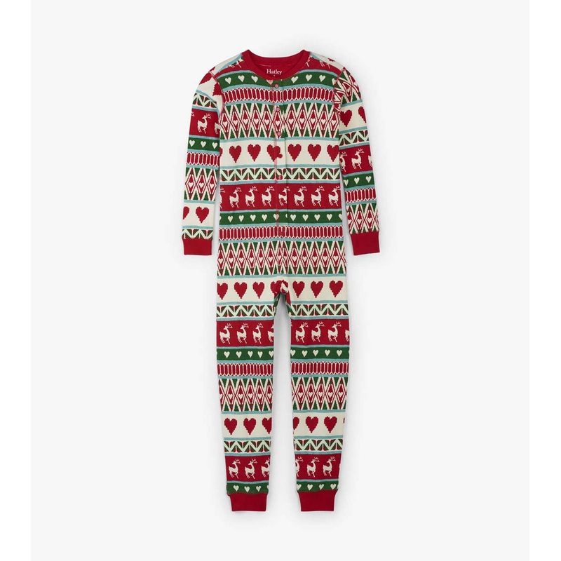 Mistletoe Deer Fair Isle Organic Cotton One Piece