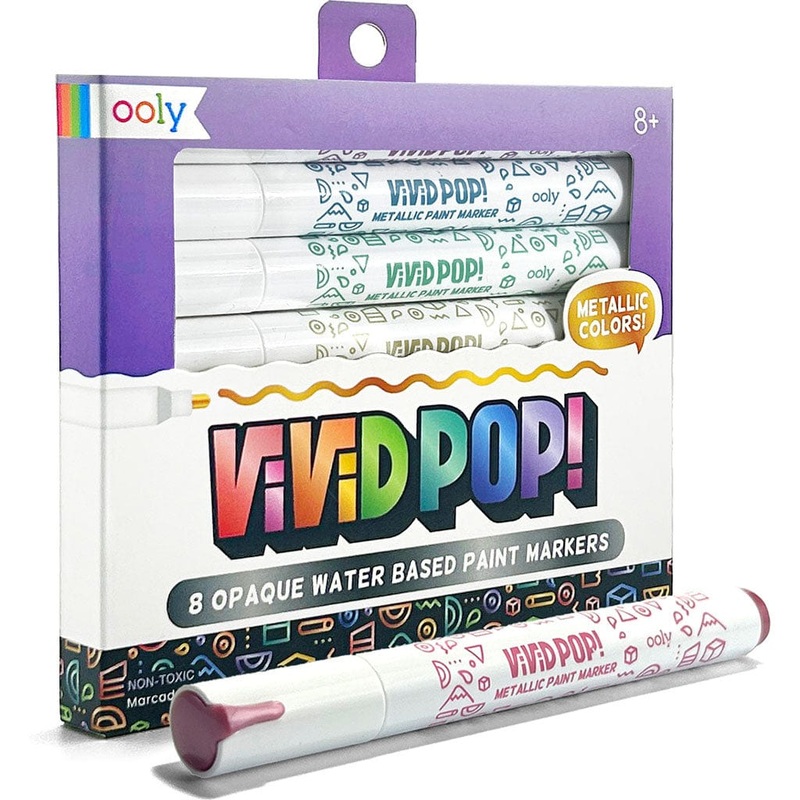 Vivid Pop! 8 Water Based Paint Markers – Metallic