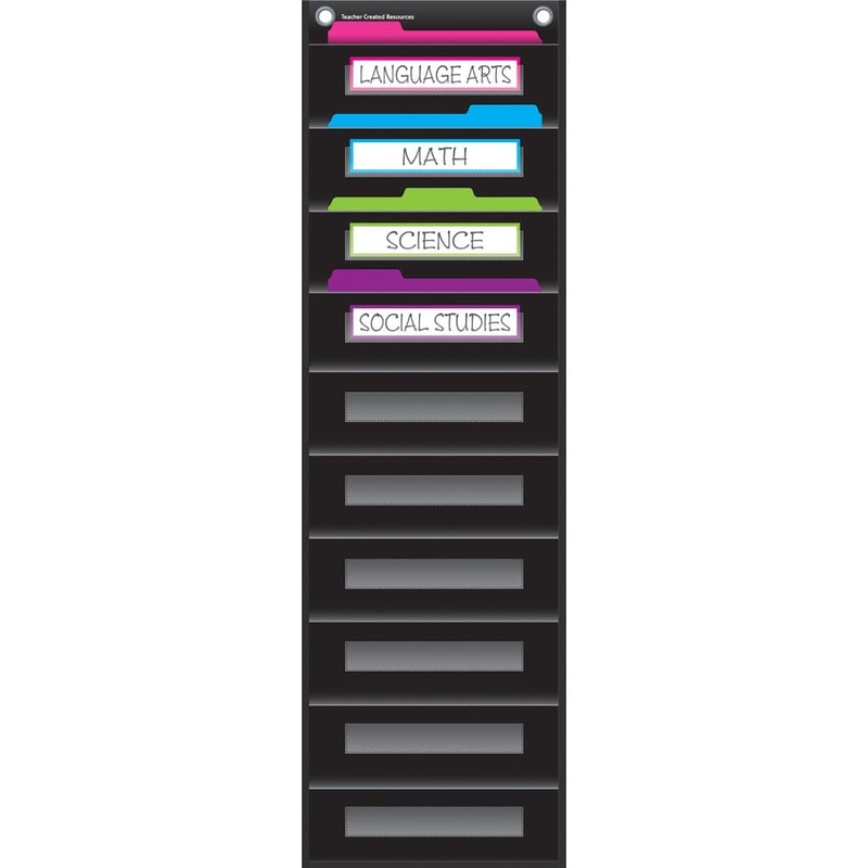 Black 10 Pocket File Storage Pocket Chart