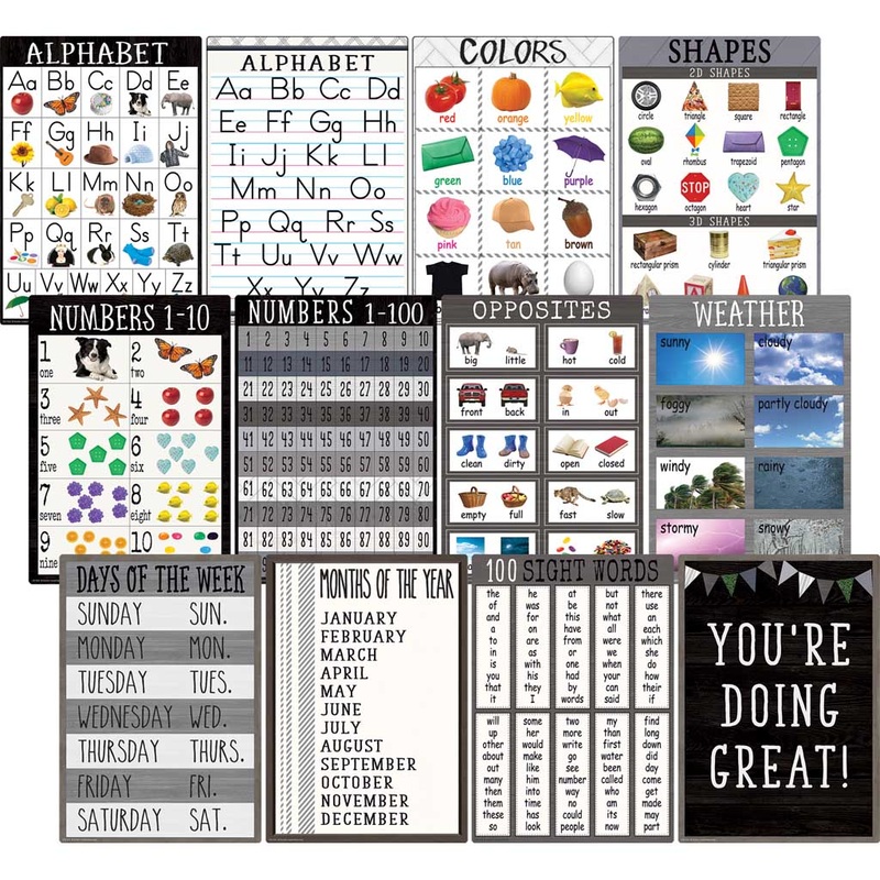 Teacher Created Resources Modern Farmhouse Early Learning Small Poster Pack