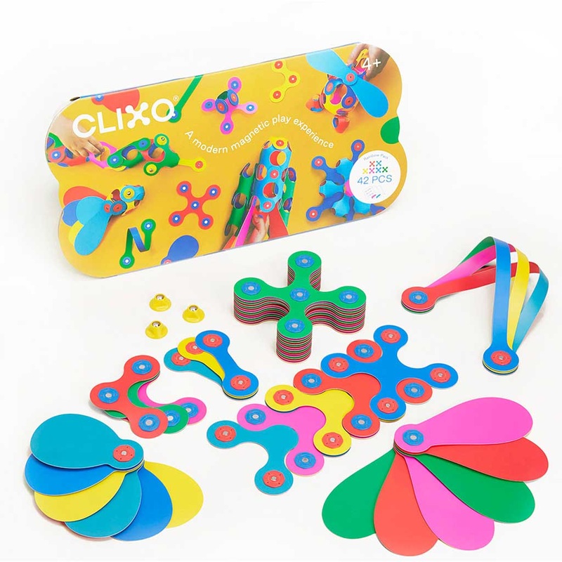 Clixo Rainbow 42 Piece Pack – Magnetic Building Toys