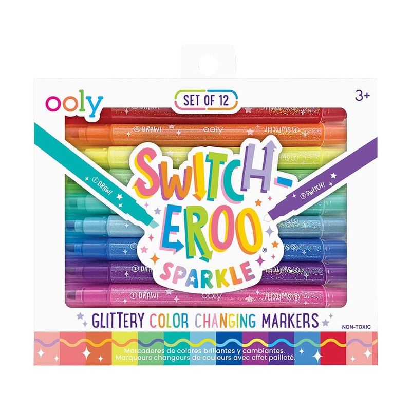 Switch-Eroo Sparkle Glittery Color Changing Markers – Set of 12