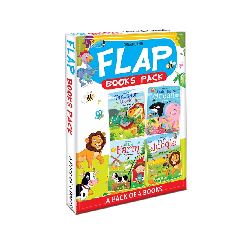 Flap Books Combo Pack- 4 Books – Under the Ocean, Dinosaur World, At the Farm, In the Jungle