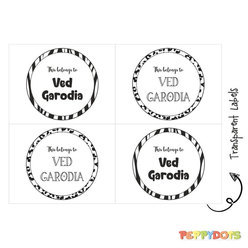Transparent Labels – Animal Pattern – Pack of 72 Tags – (PREPAID ONLY)