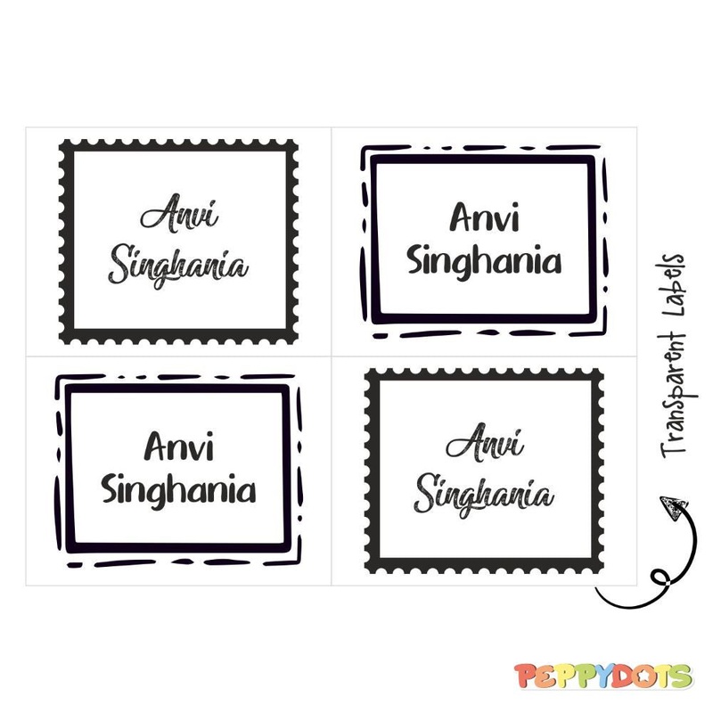 Transparent Labels – Stamp Frame – Pack of 72 Tags – PREPAID ONLY