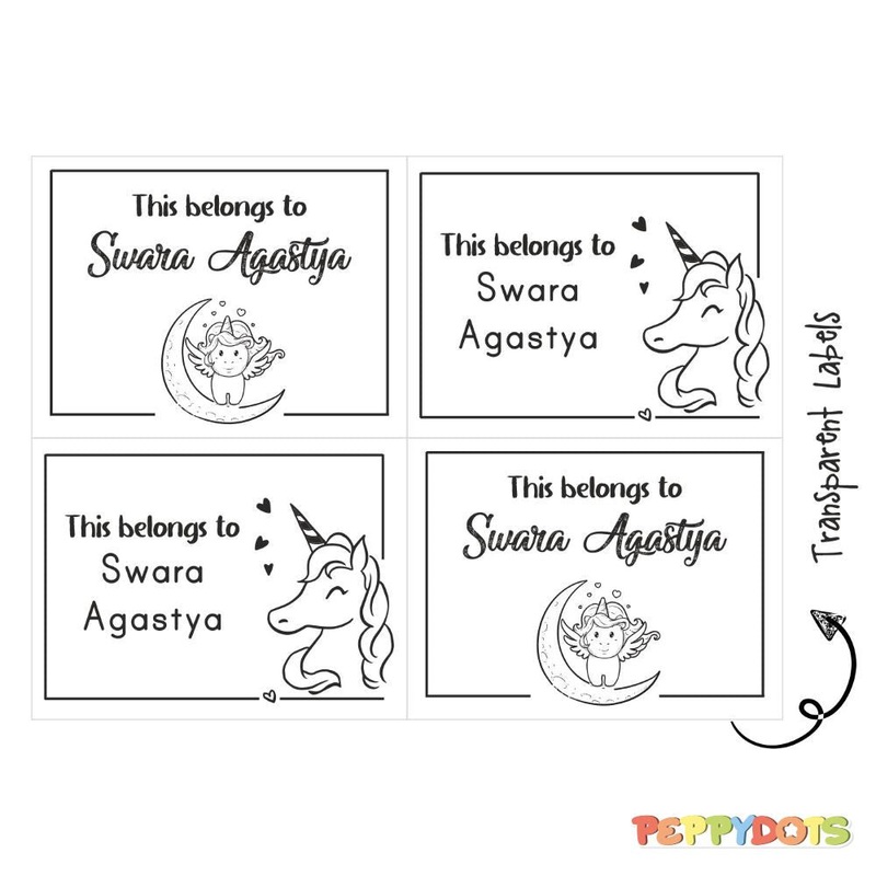Transparent Labels – Unicorn – Pack of 72 Tags – (PREPAID ONLY)