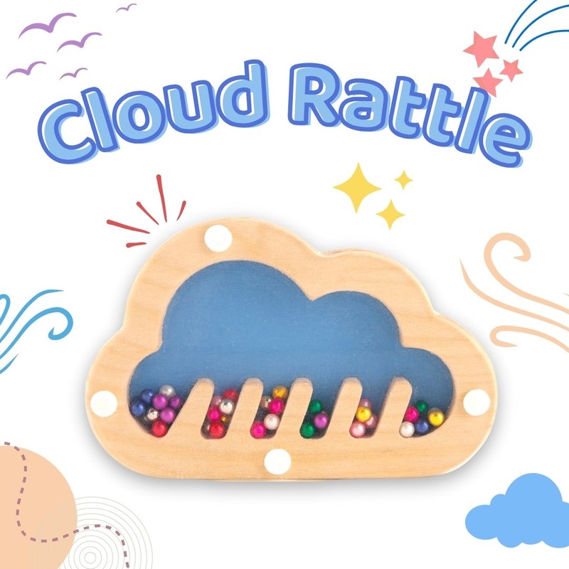 Wooden Cloud Shape Rattle for Kids Age 6 month+