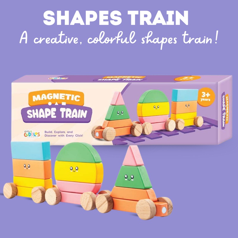 Wooden Magnetic Shapes Train for Kids Age 3+