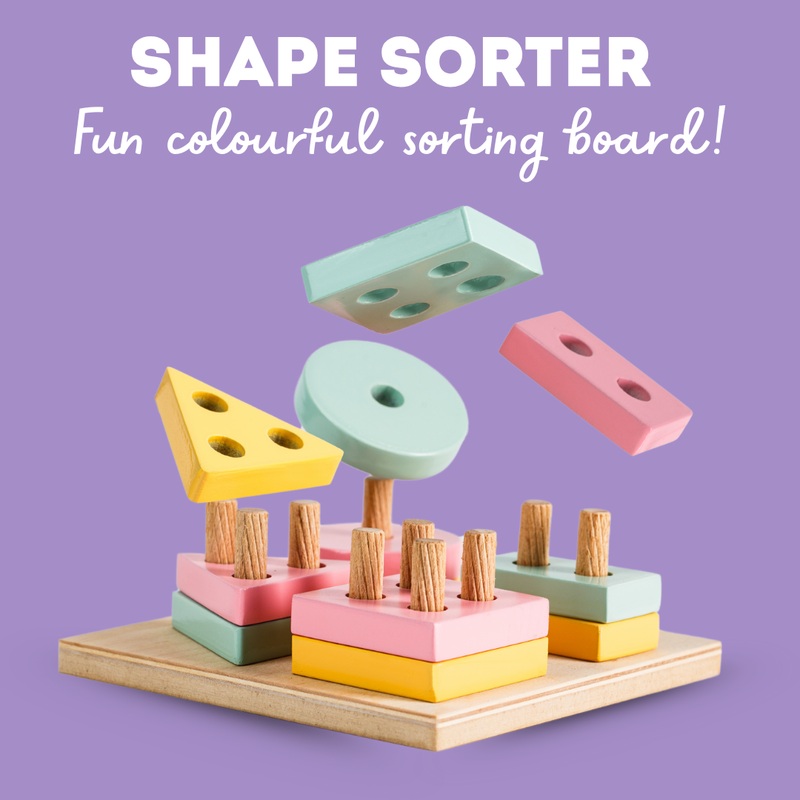 – Wooden Shape Sorter Toy for Toddlers (2+ Year Old)