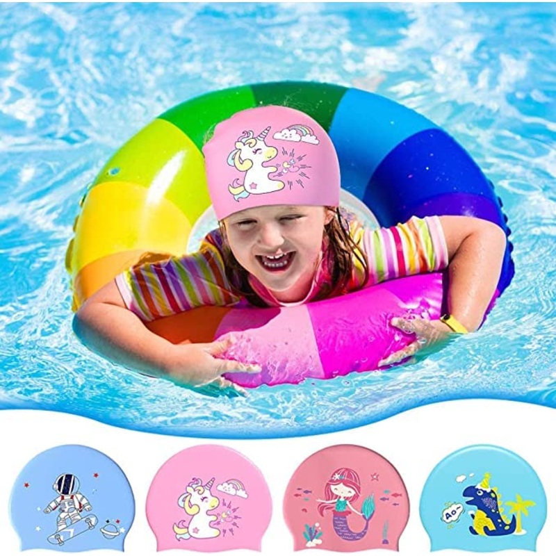 Dive into Adventure with Mermaid, Unicorn, Dino, and Astronaut Theme Swimming Cap for Kids