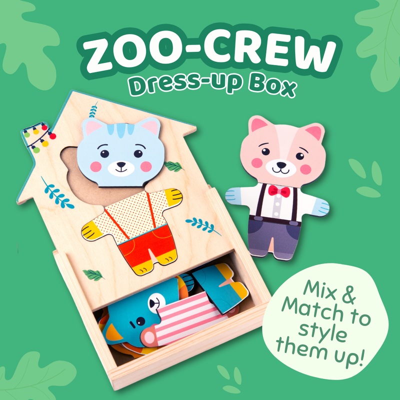 Wooden Animals Zoo Crew Mix & Match Dress Up Game for Kids Age 2+