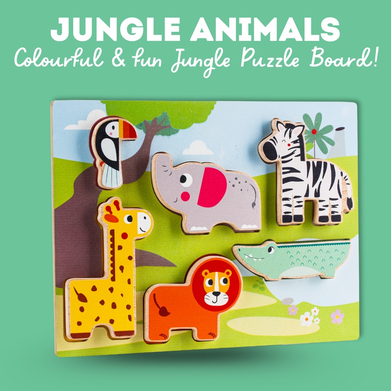 Wooden Jungle Animal Shapes Chunky Match Puzzle