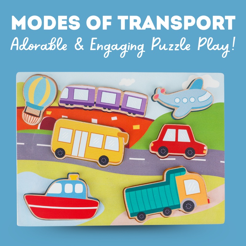 Wooden Vehicle Shapes Chunky Match Puzzle