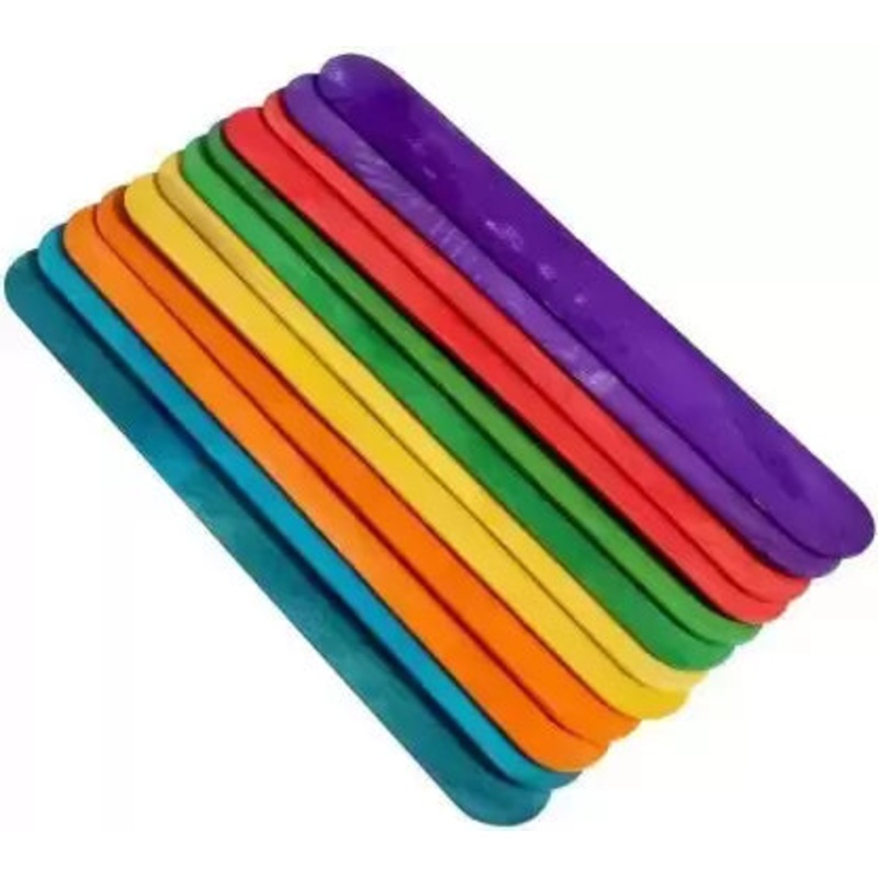12pc Multicolor Wooden ICE Cream Sticks for Arts and Craft