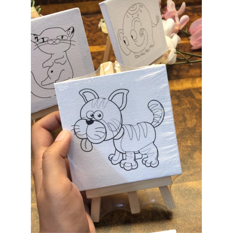 Art Lover Mini Canvas Cartoon Design Coloring Canvas Little Art Gallery for Kids