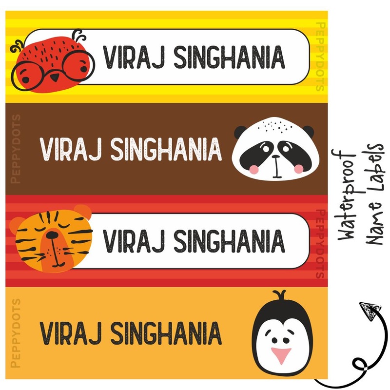 Waterproof Labels – ANIMAL FACES – Pack of 88 labels – PREPAID ONLY
