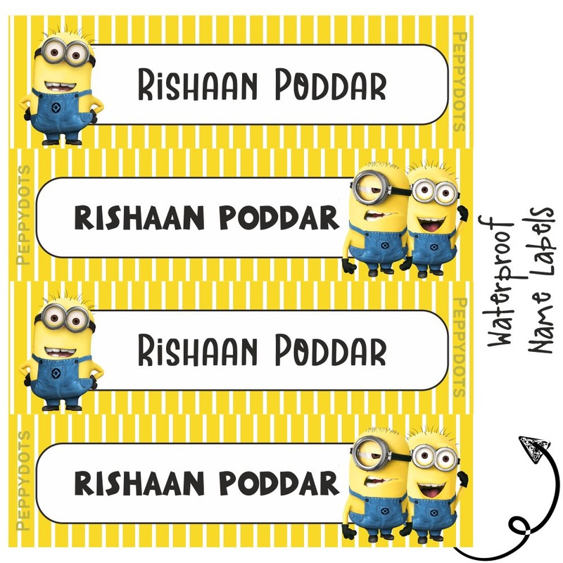 Waterproof Labels – MINIONS – Pack of 88 labels – PREPAID ONLY
