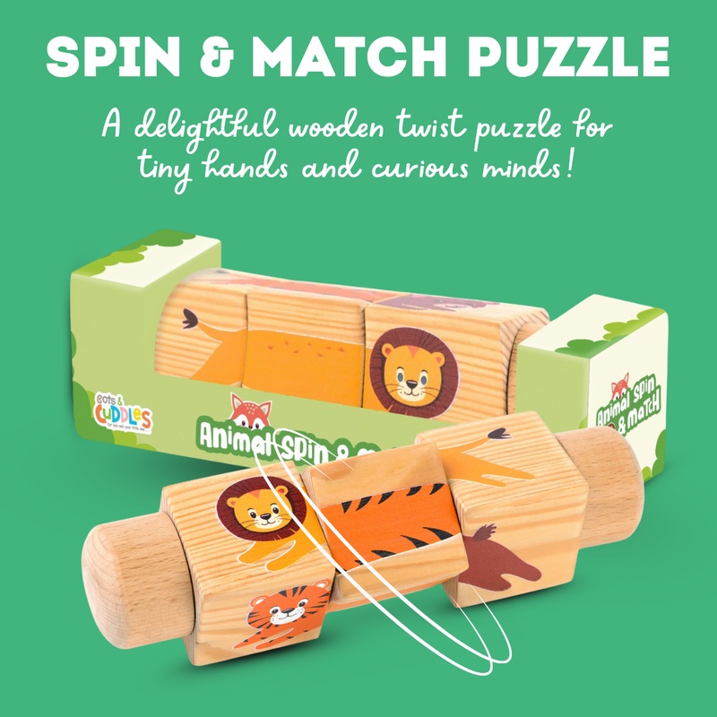 Wooden Animal Rotate & Match Puzzle