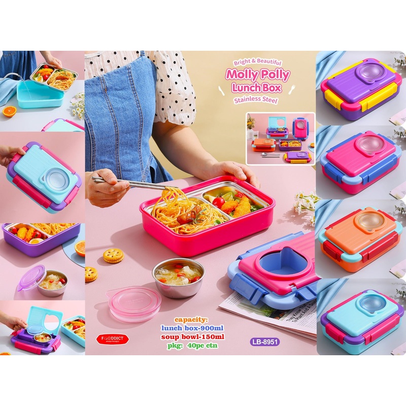 5-Compartment 900ml Lunch Box with Cutlery and 150ml Bowl: Your Stylish, Eco-Friendly Meal Solution