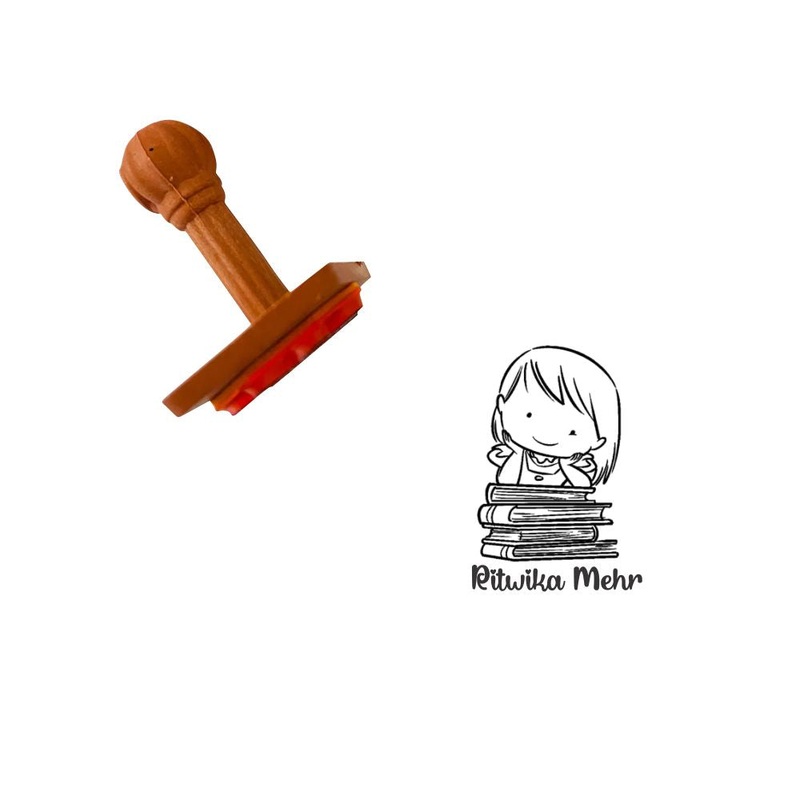 Book stamp – little miss Bookworm (PREPAID ONLY)