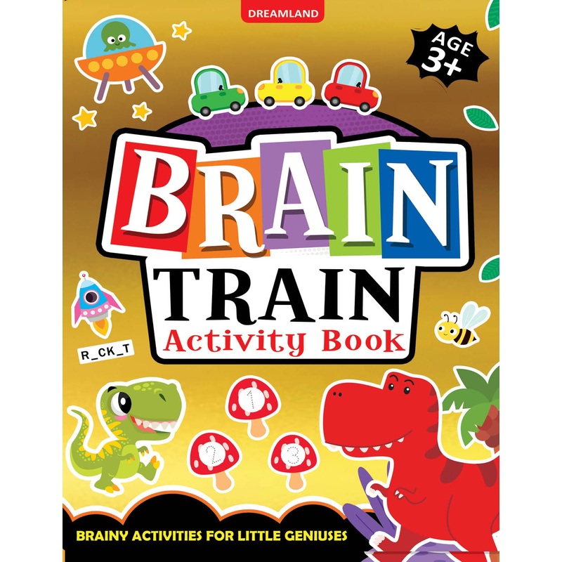 Brain Train Activity Book for Kids Age 3+  With Colouring Pages, Mazes, Puzzles and Word searches Activities