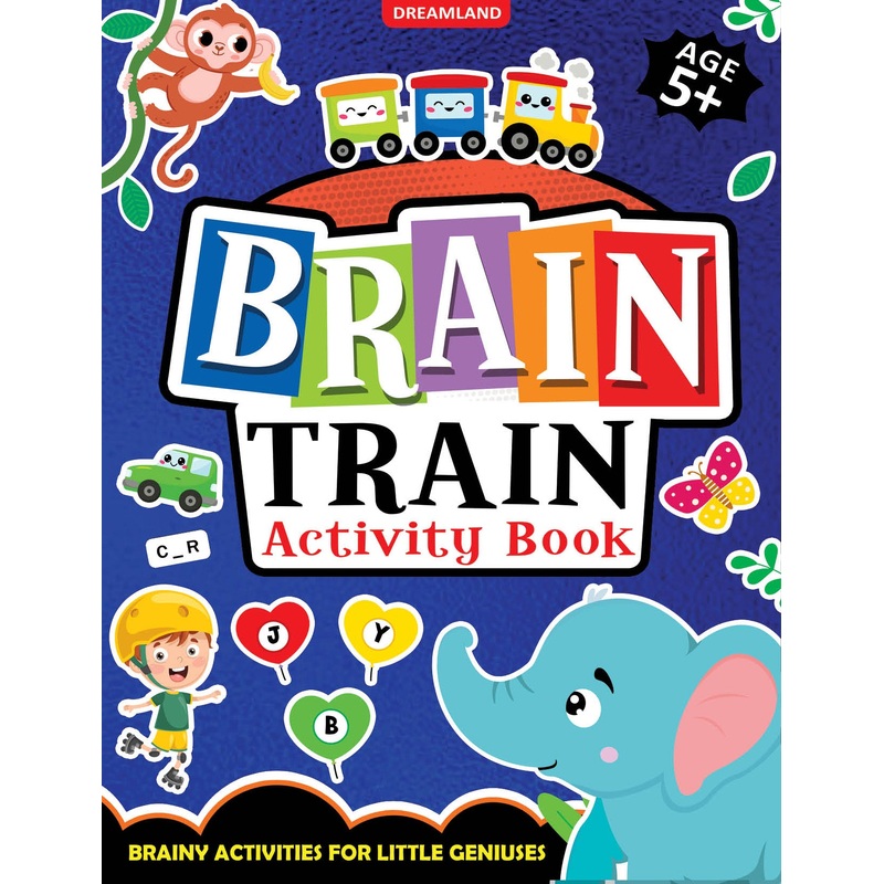 Brain Train Activity Book for Kids Age 5+  With Colouring Pages, Mazes, Puzzles and Word searches Activities