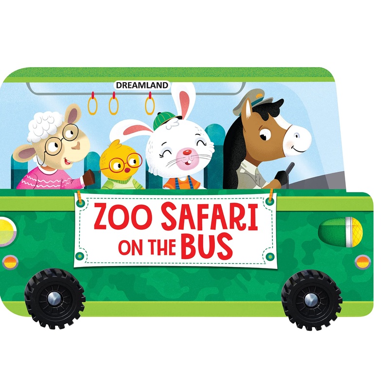 Zoo Safari on the Bus- A Shaped Picture Board book with Wheels
