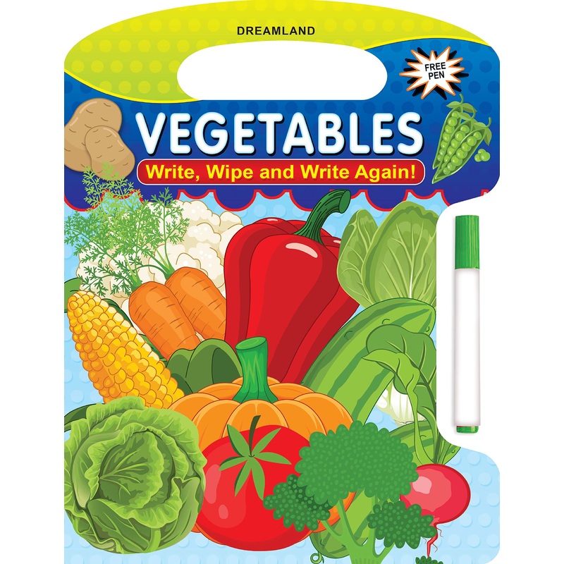 Vegetables Write and Wipe Book With Free Pen for Kids