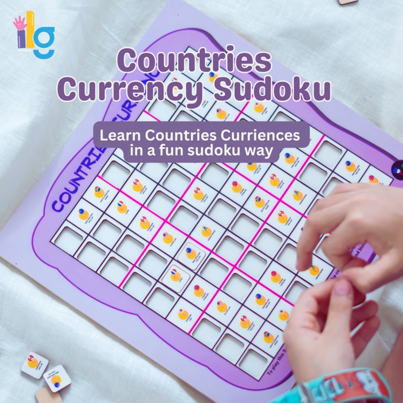 Wooden Sudoku Brain Game for Smart Minds: Country Currency