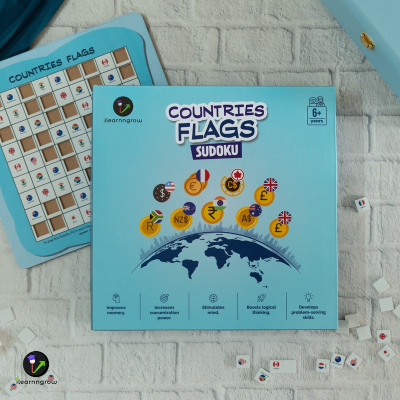 Wooden Sudoku Brain Game for Smart Minds: Country Flag Sudoku