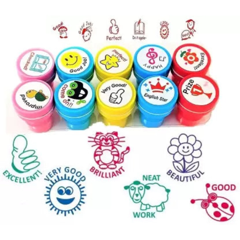 10pcs Unique Cartoon Design Graphic Stamp (Random Design)