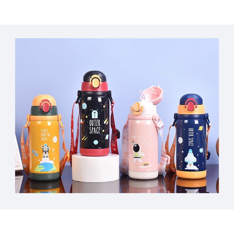 2 in 1 Cap Outer Space/ Bear Thermos Insulated Stainless Steel Vacuum Flasks Water Bottle – 450ml