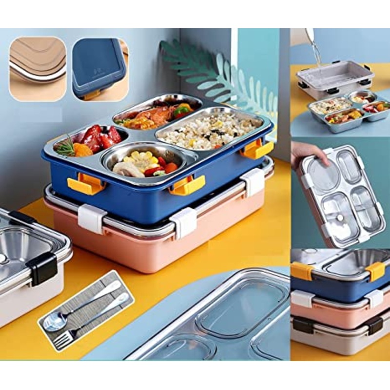 4 Compartment Insulated Lunch Box Stainless Steel Tiffin Box (Jumbo Size) ( 850ml )