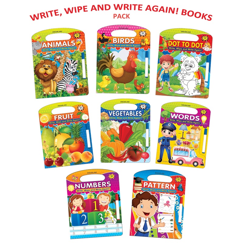 Amazing Write and Wipe With Free Pen for Kids (Pack of 8)