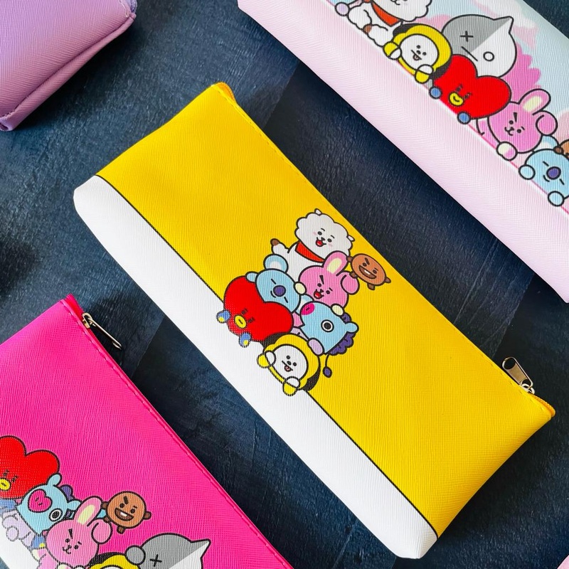 BT21 Theme Pencil Case Pouch for Kids – Perfect for School and Art Supplies(Random color)