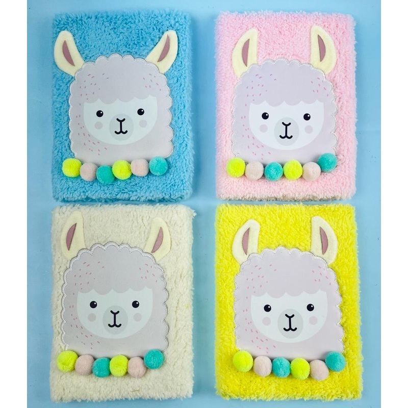 Sheep Themed Sequin And Fur Notebook – A5 Size (Random Color)