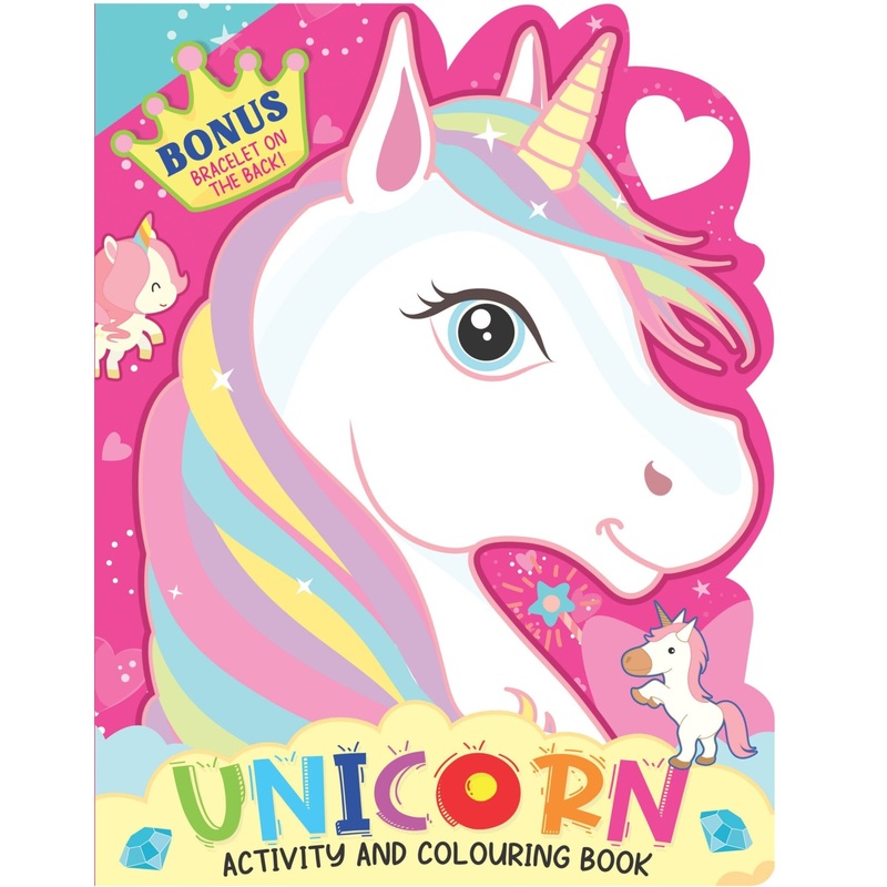 Unicorn Activity and Colouring Book- Die Cut Animal Shaped Book