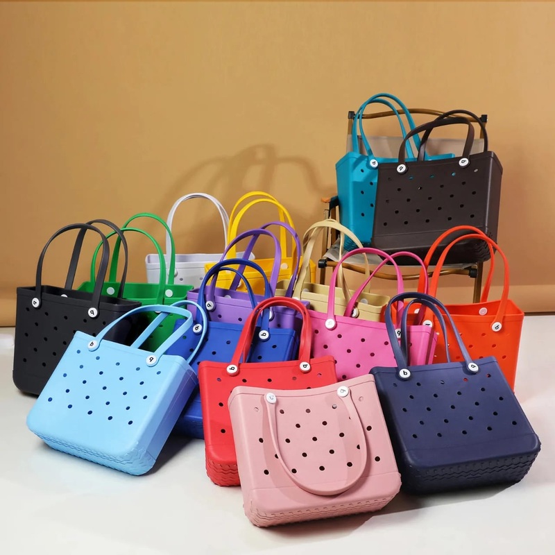Waterproof Rubber Hand Bag with Snap-On Charms (6pcs Random Charms)