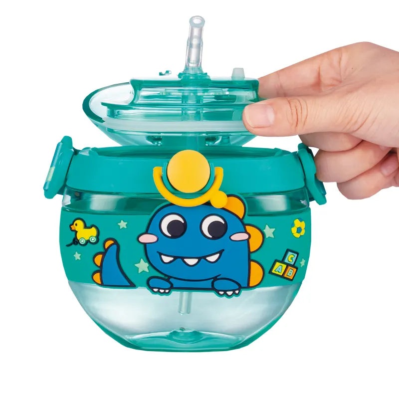Premium Quality Round Shape 3D Cartoon Animal Design Tritan Water Bottle for Kids – 420ml