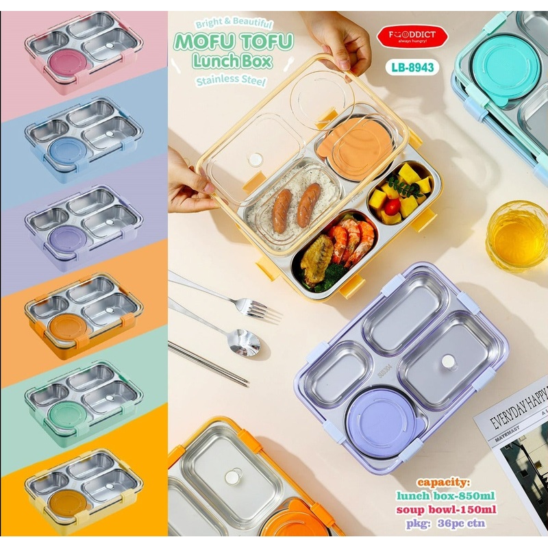 The Ultimate 4-Compartment Leak-Proof Seals 750ml Stainless Steel Lunch Box with 150ml Bowl